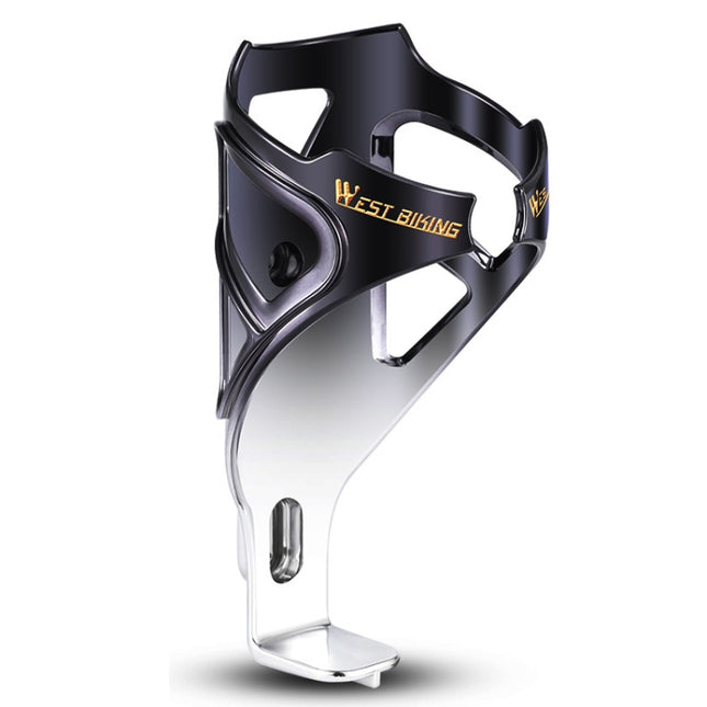 WEST BIKING YP0704033 Bicycle Gradient Water Bottle Holder PC Colorful Cup Bracket(Black Silver Gradient)-garmade.com