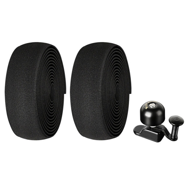 WEST BIKING YP1602782 Bicycle Bells With Supernouncing EVA Back Rubber Band Bell Combination Set(Black Tape + Black Bell)-garmade.com