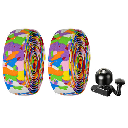 WEST BIKING YP1602782 Bicycle Bells With Supernouncing EVA Back Rubber Band Bell Combination Set(Colored Tape + Black Bell)-garmade.com
