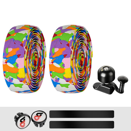 WEST BIKING YP1602782 Bicycle Bells With Supernouncing EVA Back Rubber Band Bell Combination Set(Colored Tape + Black Bell)-garmade.com