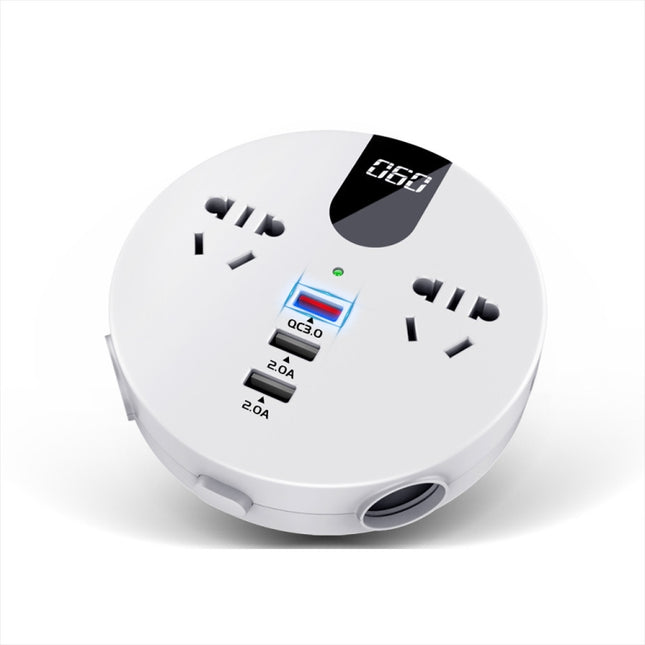 QC3.0 Car 12V 24V To 110V 220V Multi-function Inverter(White Round)-garmade.com