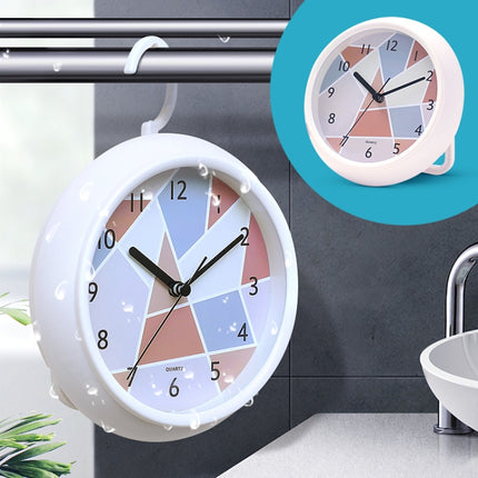 Round Waterproof Wall Clock Kitchen And Bathroom Desktop Clock Ornaments(White)-garmade.com