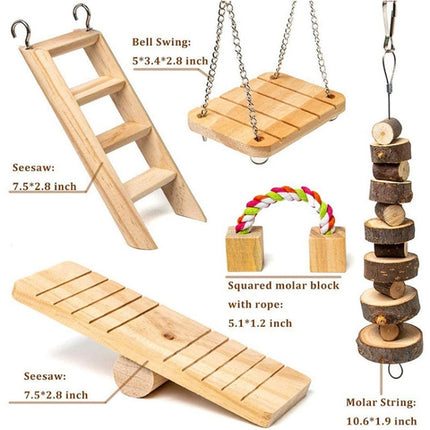 MT0018 Hamster Seesaw Climbing Ladder Gnawing Teeth String Wooden Set Toy(11 PCS/Set)-garmade.com
