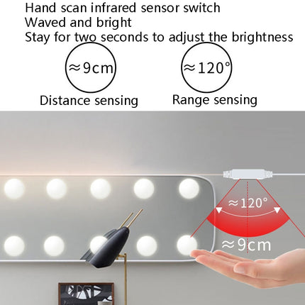 LED Makeup Mirror Light Beauty Fill Light Hand Sweep Sensor Mirror Front Light, Power source: 2 Bulbs(Natural White)-garmade.com