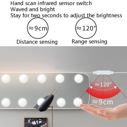 LED Makeup Lamp Mirror Front Beauty Fill Light Hand Sweep Sensation Lamp, Power source: 2 Bulbs-garmade.com