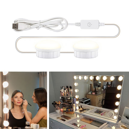 2 LEDs Mirror Front Light Dimmable Makeup Mirror USB Touch Control Light(White Light)-garmade.com