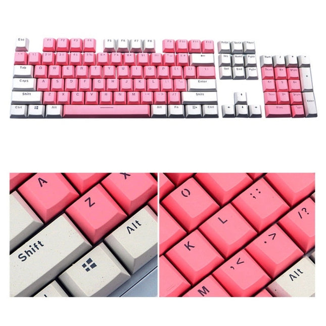 104-Keys Two-Color Mold Transparent PBT Keycap Mechanical Keyboard(Pink White)-garmade.com