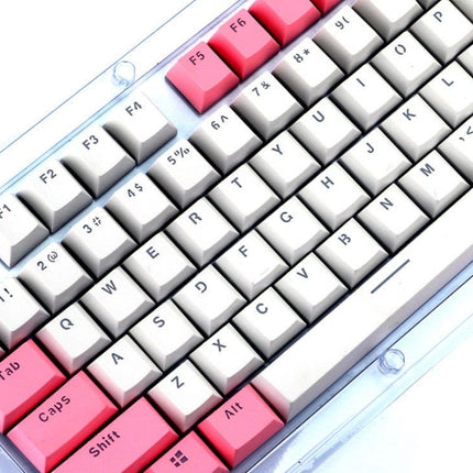 104-Keys Two-Color Mold Transparent PBT Keycap Mechanical Keyboard(Pink White)-garmade.com