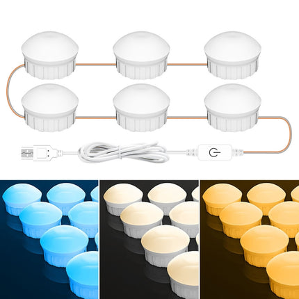 6 LEDs Cosmetic Room Bathroom Mirror Front Light USB Three-Color Dimming Light-garmade.com