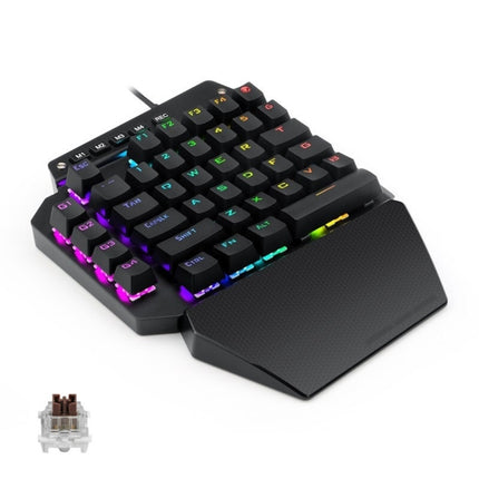 K700 44 Keys RGB Luminous Switchable Axis Gaming One-Handed Keyboard, Cable Length: 1m(Tea Shaft)-garmade.com