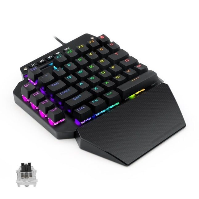 K700 44 Keys RGB Luminous Switchable Axis Gaming One-Handed Keyboard, Cable Length: 1m(Black Shaft)-garmade.com