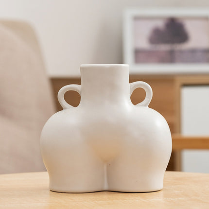 XQY-01 Home Ceramic Vase Decoration Crafts Ornaments Simulation Body Art Dried Flower Vase,Size: Small (Matte White)-garmade.com