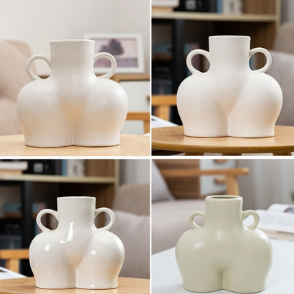 XQY-01 Home Ceramic Vase Decoration Crafts Ornaments Simulation Body Art Dried Flower Vase,Size: Small (Matte White)-garmade.com