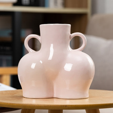 XQY-01 Home Ceramic Vase Decoration Crafts Ornaments Simulation Body Art Dried Flower Vase,Size: Large (Bright Pink)-garmade.com