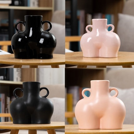 XQY-01 Home Ceramic Vase Decoration Crafts Ornaments Simulation Body Art Dried Flower Vase,Size: Large (Bright Pink)-garmade.com