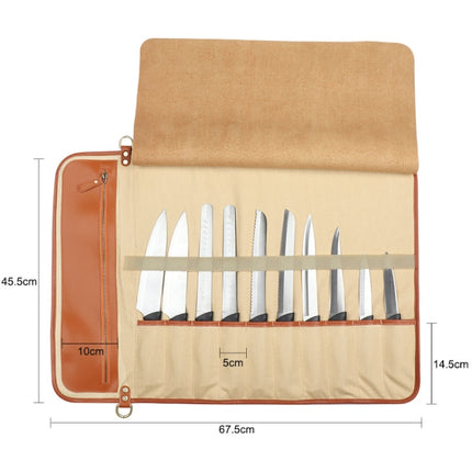 WESSLECO Chef Knife Storage Bag Portable Roll Knife Storage Bag(Brown)-garmade.com