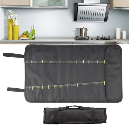 Chef Knife Storage Bag Portable Reel Knife Bag(Black)-garmade.com