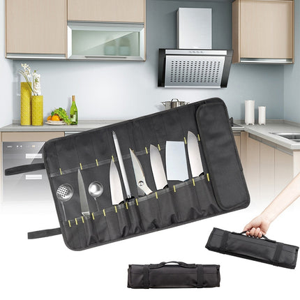 Chef Knife Storage Bag Portable Reel Knife Bag(Black)-garmade.com