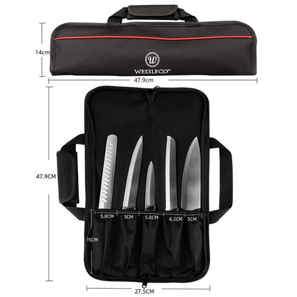 WESSLECO Kitchen Cutter Storage Bag Portable Knife Tool Bag(Red)-garmade.com