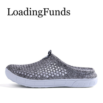 Hollow Hole Shoes Light and Breathable Home Half Slippers Beach Shoes for Women, Size:36(163Grey)-garmade.com