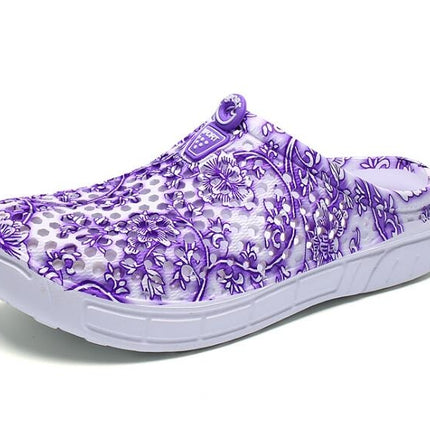 Hollow Hole Shoes Light and Breathable Home Half Slippers Beach Shoes for Women, Size:36(163Purple)-garmade.com