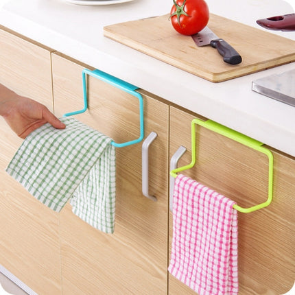 Kitchen Towel Rack Hanging Holder Cupboard Cabinet Door Back Hanger Towel Sponge Holder Storage Rack for Bathroom(White)-garmade.com