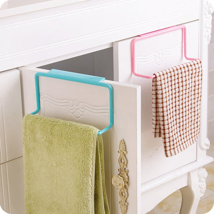 Kitchen Towel Rack Hanging Holder Cupboard Cabinet Door Back Hanger Towel Sponge Holder Storage Rack for Bathroom(Pink)-garmade.com