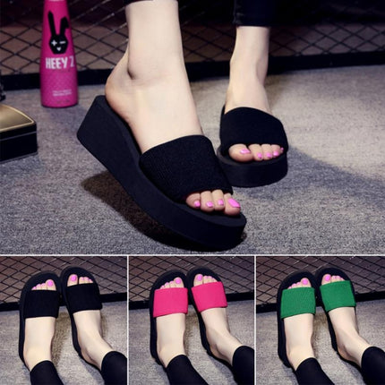 Non-slip High Heel Slipper Summer Beach Sandals Slip for Women, Shoe Size:35(Black)-garmade.com