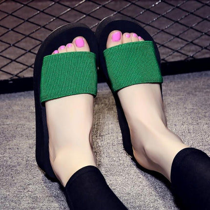 Non-slip High Heel Slipper Summer Beach Sandals Slip for Women, Shoe Size:36(Green)-garmade.com