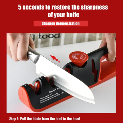 4- In-1 Adjustable Manual Knife Sharpener Multifunctional Knife Sharpener(Black Red)-garmade.com