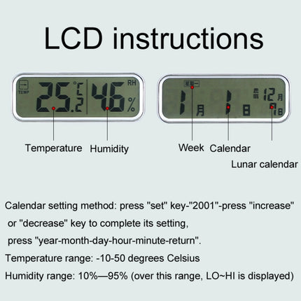 13 Inch Dual-screen LED Display Wall Clock Living Room Temperature And Humidity Calendar Multi-function Clock(Black)-garmade.com