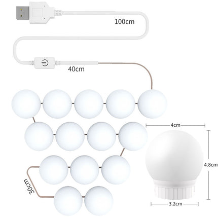 3 Color Temperature Mirror Front Lamp USB Simple Bathroom Makeup Light Bulbs, Power source: 2 LEDs-garmade.com
