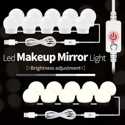 3 Color Temperature Mirror Front Lamp USB Simple Bathroom Makeup Light Bulbs, Power source: 14 LEDs-garmade.com