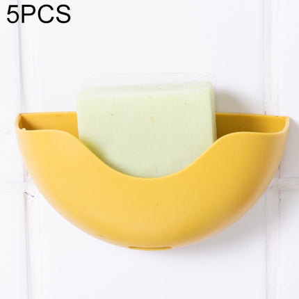 5 PCS Plastic Drain Soap Box Bathroom Wall-mounted Soap Storage Box(Yellow)-garmade.com