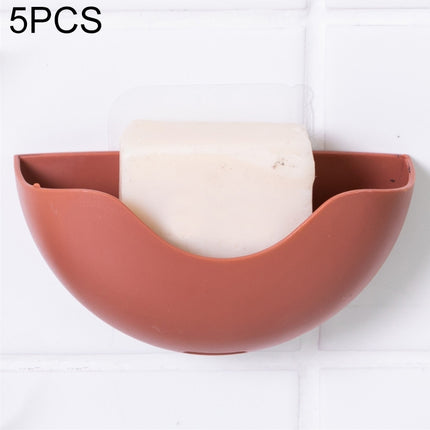 5 PCS Plastic Drain Soap Box Bathroom Wall-mounted Soap Storage Box(Dark Flesh Pink)-garmade.com