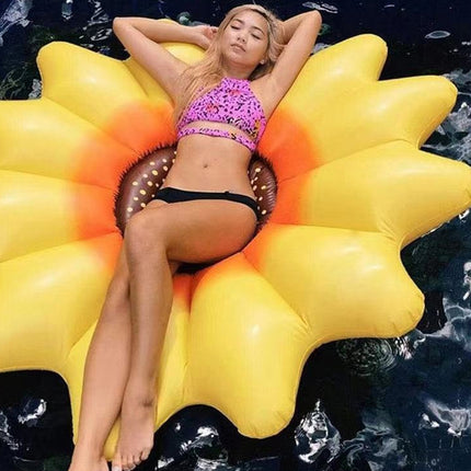 PVC Inflatable Water Sunflower Floating Row Floating Bed, Specification: 180 x 20cm(Yellow)-garmade.com