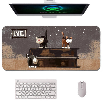 400x900x4mm illustration Cartoon Pattern Waterproof Non-Slip Mouse Pad(Three Cats)-garmade.com