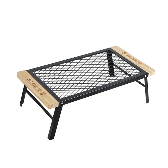 CLS Outdoor Folding Mesh Table Camping Iron Folding Table Portable Barbecue Rack Car Camping Rack(Black)-garmade.com