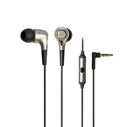 Edifier H230P In-Ear Subwoofer 3.5mm Wire-Controlled Sports Earphone With Microphone, Cable Length:1.3m(Black)-garmade.com