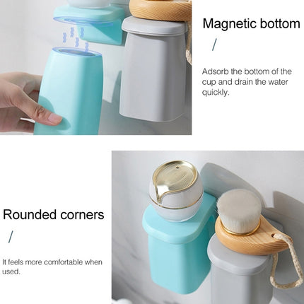 Magnetic Suction Mouthwash Cup Wall-mounted Toothbrush Rack Simple Home Couple Set Dental Cylinder(White)-garmade.com