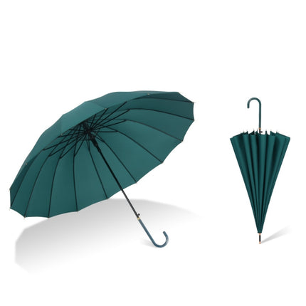 16 Bone Plain Straight Umbrella Small Fresh Long Handle Umbrella(High Indigo)-garmade.com