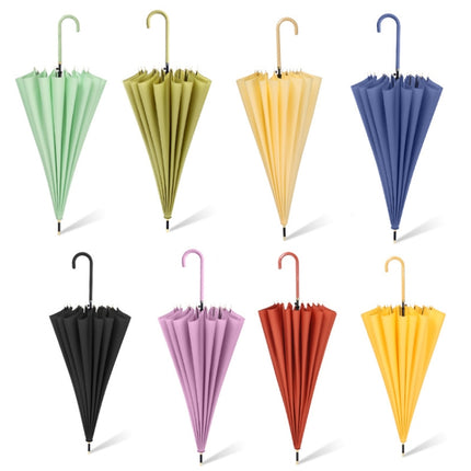 16 Bone Plain Straight Umbrella Small Fresh Long Handle Umbrella(Orange)-garmade.com