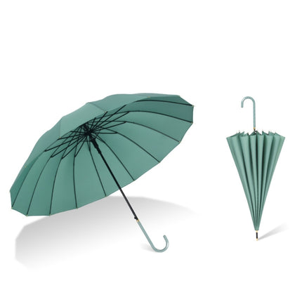 16 Bone Plain Straight Umbrella Small Fresh Long Handle Umbrella(Mint Green)-garmade.com