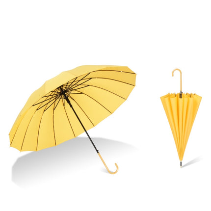 16 Bone Plain Straight Umbrella Small Fresh Long Handle Umbrella(Ginger)-garmade.com