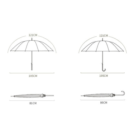 16 Bone Plain Straight Umbrella Small Fresh Long Handle Umbrella(Grapefruit Pink)-garmade.com