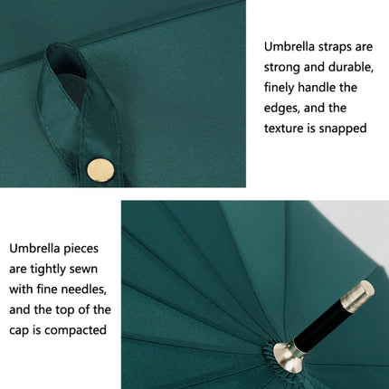 16 Bone Plain Straight Umbrella Small Fresh Long Handle Umbrella(Red Wine)-garmade.com