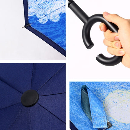Cartoon Reverse Children Umbrella Student Manual Long Handle Umbrella(Sky Blue Astronaut)-garmade.com