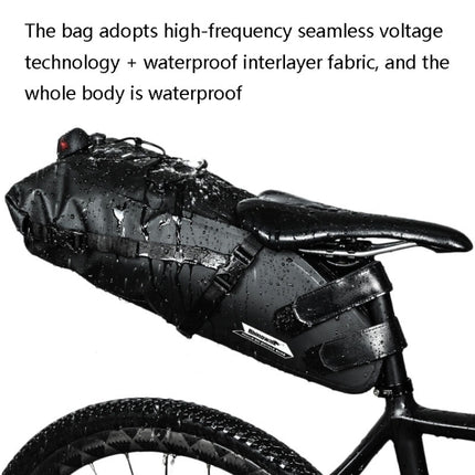 Rhinowalk RK19511 Full Waterproof Bicycle Saddle Tail Bag Big Capacity Road Bike Bag, Colour: RK19512 Black 5L-garmade.com