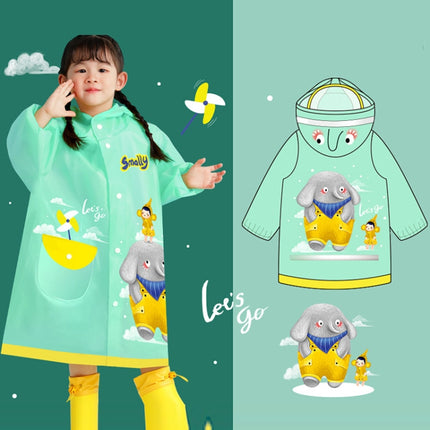 Smally Cartoon Children Raincoat EVA Waterproof Student Split Poncho, Size: M(Mint Green)-garmade.com