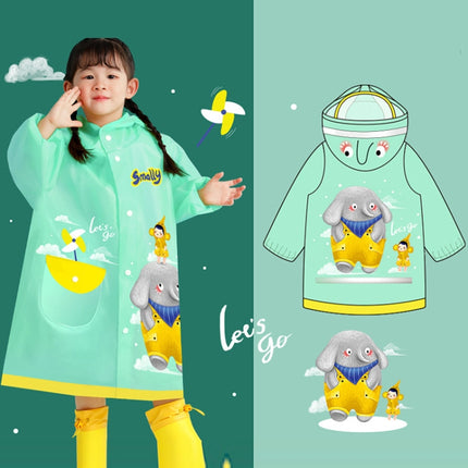 Smally Cartoon Children Raincoat EVA Waterproof Student Split Poncho, Size: XL(Mint Green)-garmade.com